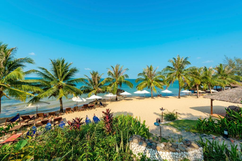 Resort Eco Beach Phú Quốc với những hàng dừa xanh ngát